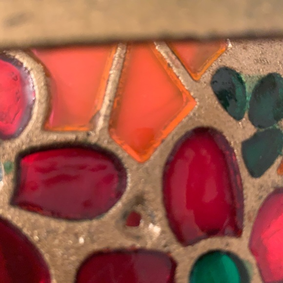 Vintage stained glass teapot metal napkin holder - Picture 2 of 5